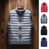 Herren Baumwollweste Stehkragen Ärmellos Reißverschlussleiste Leichte Steppweste Einfarbige Baumwollweste Jacke mit Taschen