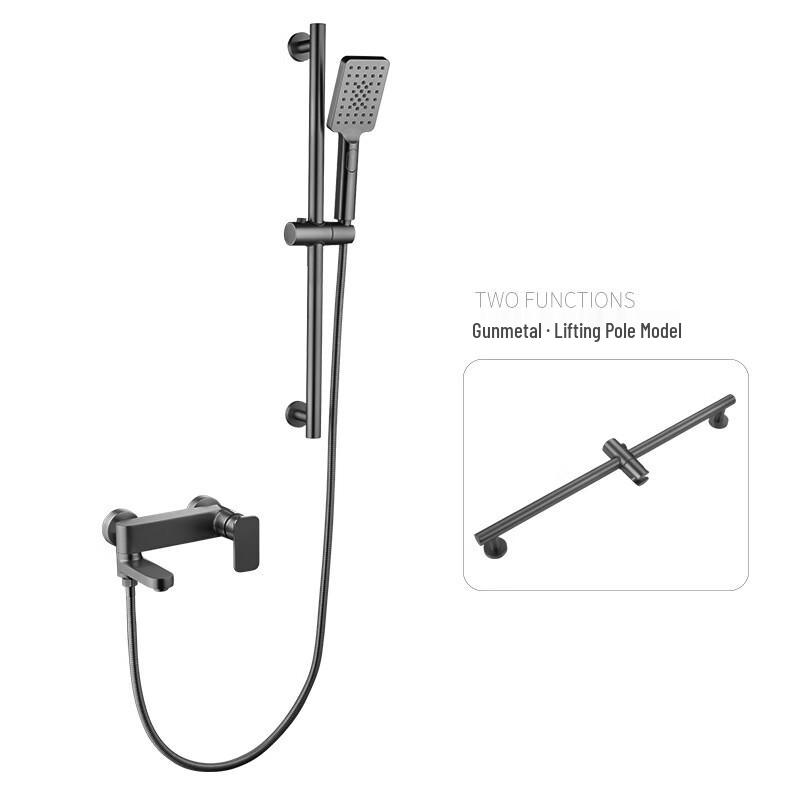 TLXT Gunmetal Grey Wall-Mounted Bath & Shower Faucet