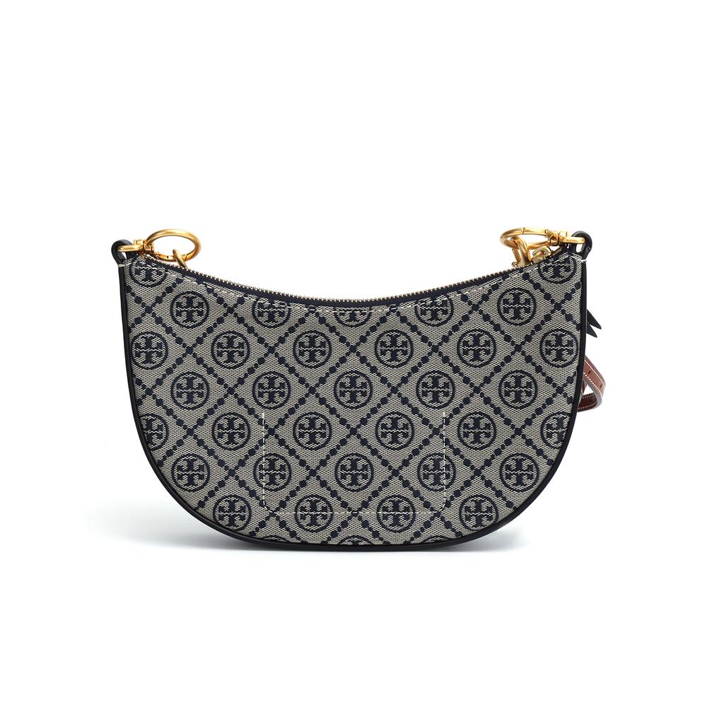 Tory Burch T Monogram All Over Print Denim Jacquard Fabric With Leather And Suede Mini Shoulder Crossbody Bag Women Bags Dark-Blue 79388-405