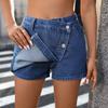 Women's Summer Casual Button-up Irregular Denim Culottes