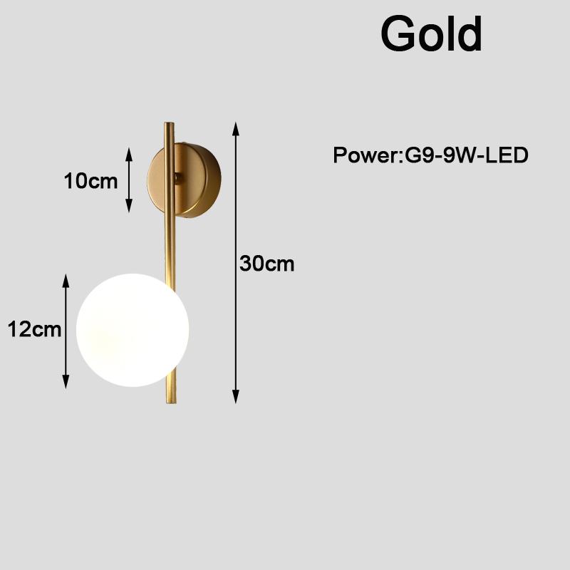 Minimalist Indoor LED Wall Lamps with Glass Bulb for Bedroom Bedside Nordic 9W  LED Wall Lights Wall Sconce for Living Room Home