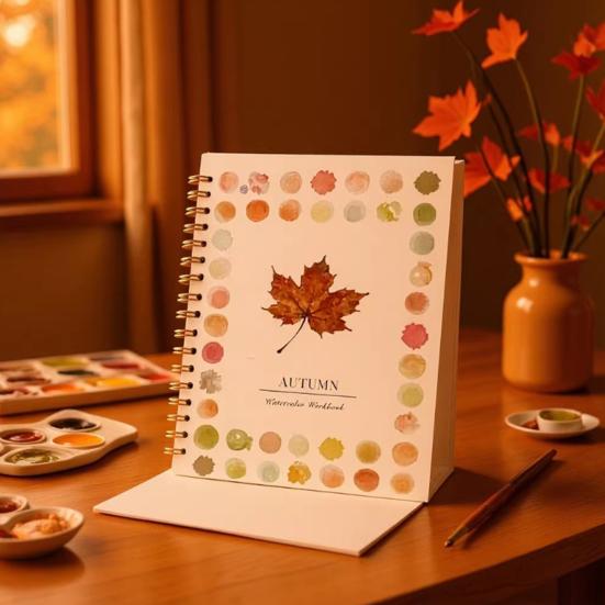 Coloring Picture Book with 12 Paint Colors Thickened Pages Animal Flower