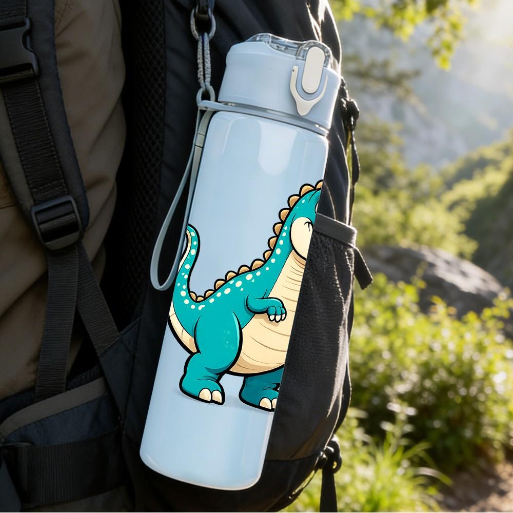 1PC Parent Kid Dinosaur Cartoon 750ml Color Plastic Sports Water Bottle Leakproof Flip Straw Lid Suitable for Sports Office Home Use
