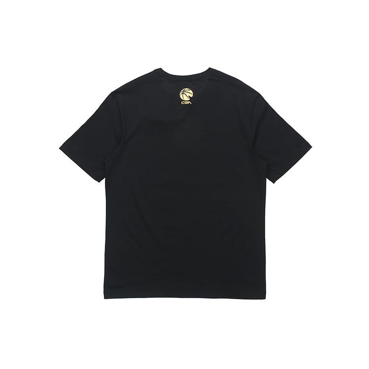 Li-Ning Sports Basketball Series 20-21 Season Guangdong Team CBA Champion Commemorative Cartoon Short Sleeve T-Shirt Men Tops Black AHSRB05-1