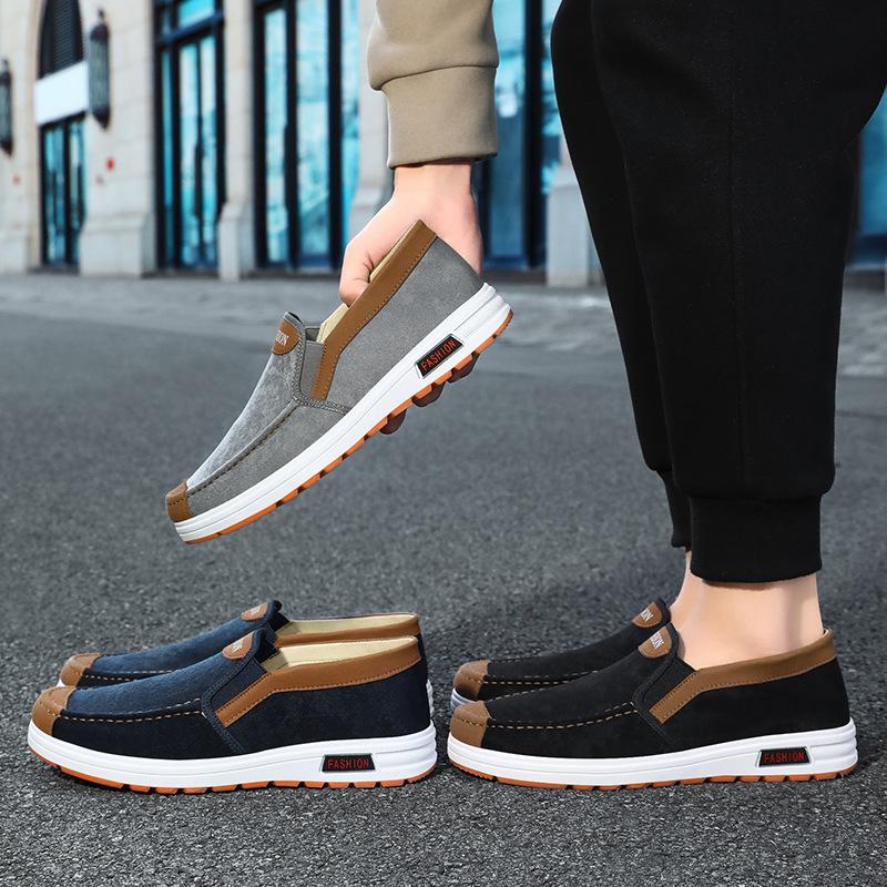 Men's Shoes Spring New Single Shoes Canvas Shoes One-pedal Cloth Shoes Casual Elderly Shoes