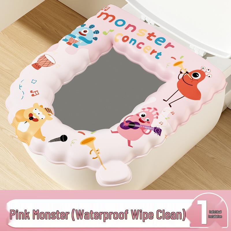 Four-Season Waterproof Toilet Seat Cushion with Lid and Thickened Pattern Cover