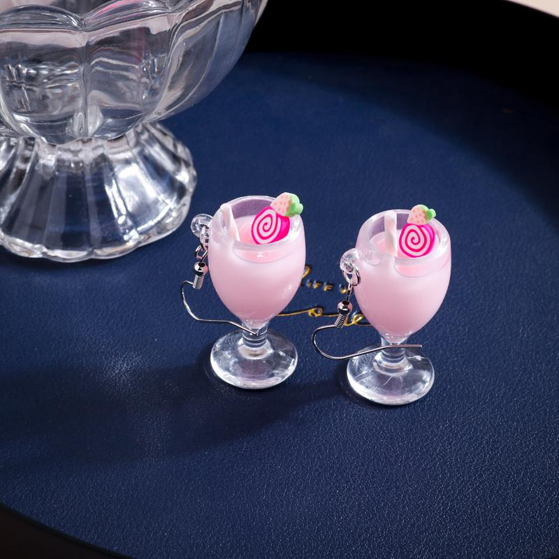 Fashion Resin 3D Drink Cup Drop Earrings for Women Girl Beer Milk Tea Ice Cream Dangle Earrings Jewelry Gift