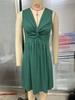Women's V Neck Sleeveless Front Twist Knot A-Line Midi Dress Solid Color Rayon Blend Casual Sundress for Spring Summer Vacation Daily Wear