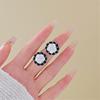 Korean Unique Camellia Black White Stud Earrings for Women Piercing Ear Jewelry Pendientes Earring