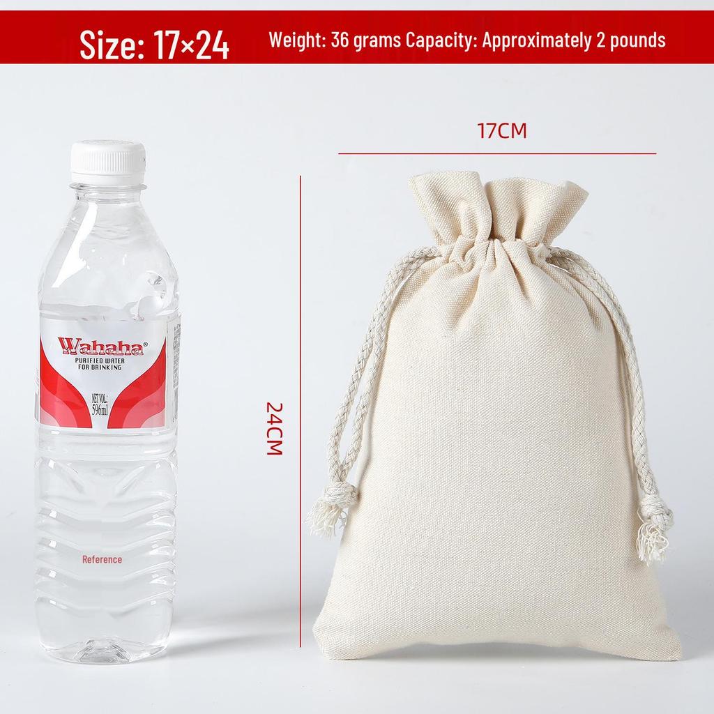 Cotton Linen Drawstring Canvas Bag, Single Layer Breathable Storage for Sundries