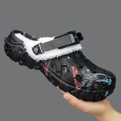 Fashion Unisex Winter Men Slippers Adult Classic Lined Clog Waterproof Chef Shoes Velvet Slippers for Couples Casual Warm Shoes