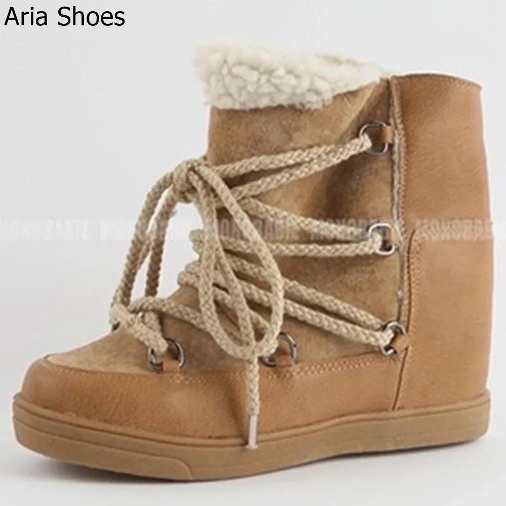 Fashion 2025 New Lace-Up Snow Boots with Velvet Inner Height Shoes Fur Integrated Cotton Shoes Women's Fashion Winter Short Boots