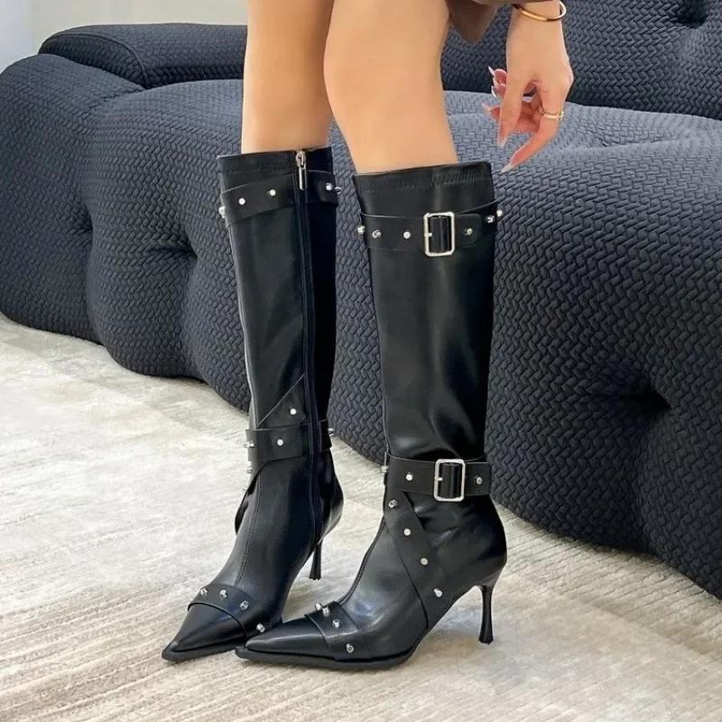 Fashion New Style Stiletto Boots for Women 2025 Hot Selling Pointed Toe Women's Tall Slimming High Heel Boots for Women with Zippers