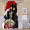 Japanese Shower Curtain Funny Black Cat Anime Wave Asian Shower Curtains for Bathroom Decor Sets, Waterproof Fabric with Hooks