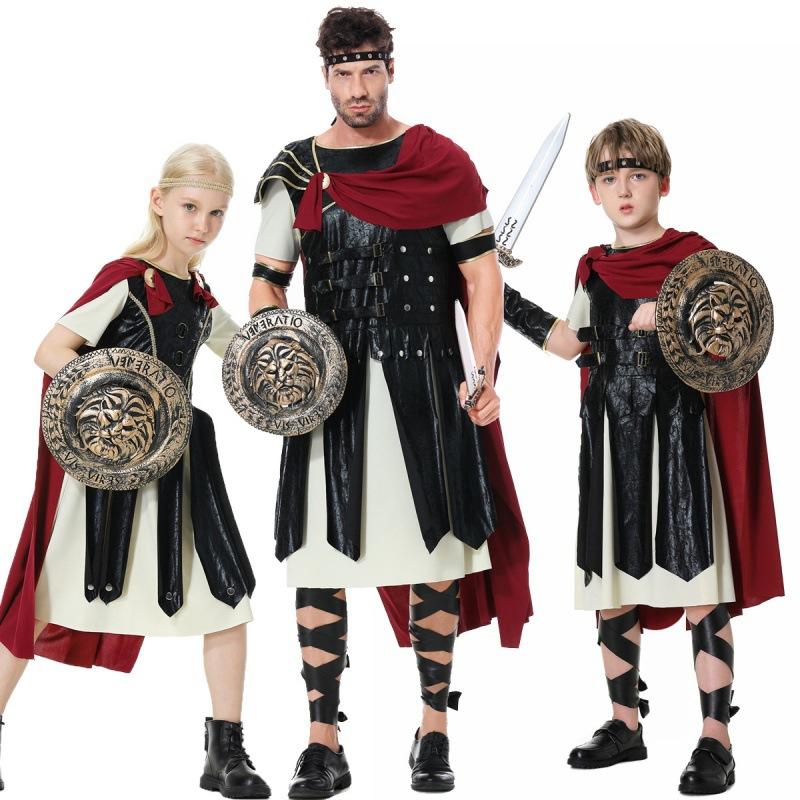 Unisex Spartan Unique Costume For Boys And Girls With Eyecatching Shield And Cloak