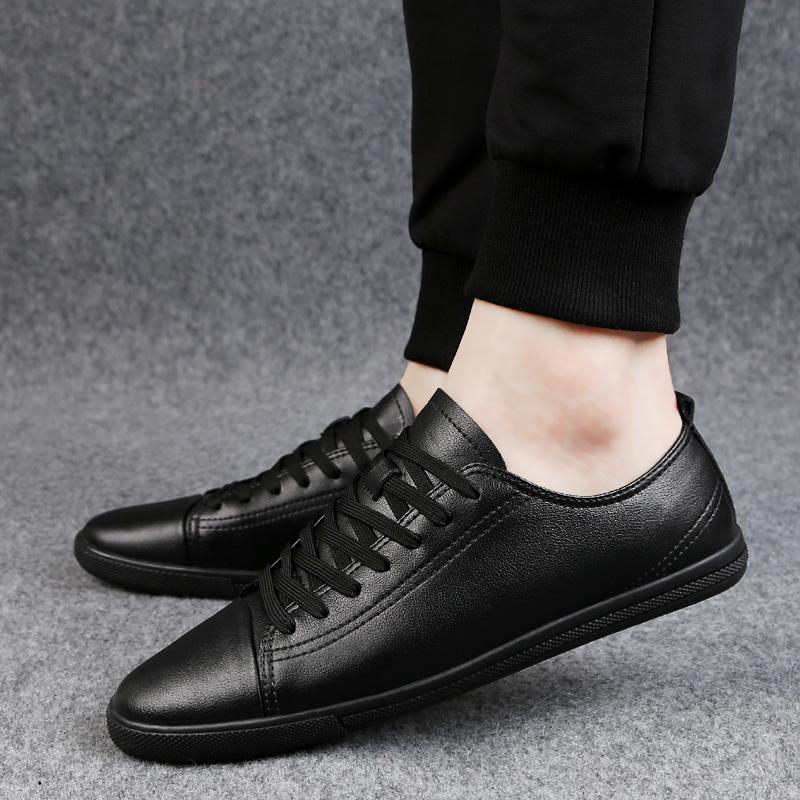 Men's Casual Shoes White Sneakers Genuine Leather Mens Shoes Classic Men Loafers Shoes Lightweight Comfortable Flats Man Fashion