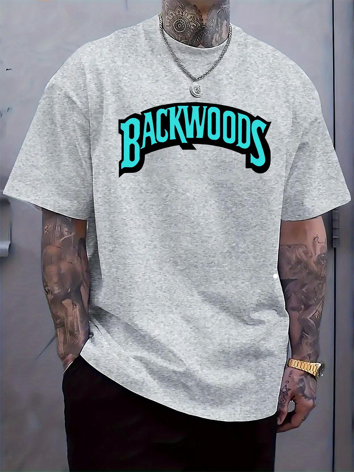 BACKWOODS Graphic Tee - Casual Crew Neck Short Sleeve Tsh... L