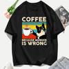 A Cat That Drinks Coffee And Works Printed TShirt Women Soft AllMatch T Shirts Cotton Casual Clothing Crewneck Oversize Top