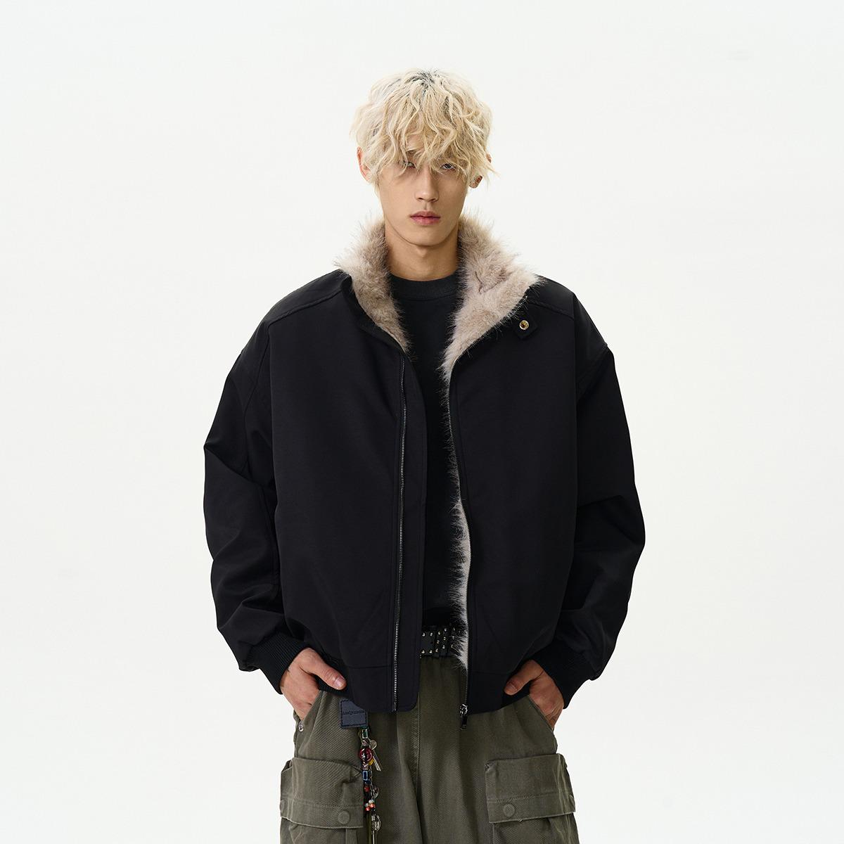 

Men s Retro Eagle Plush Collar Padded Cotton Jacket - Winter Warm, Clean Fit. XXL