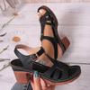 New Round Toe Shoes One-piece Buckle Large-sized Thick High-heeled Sandals