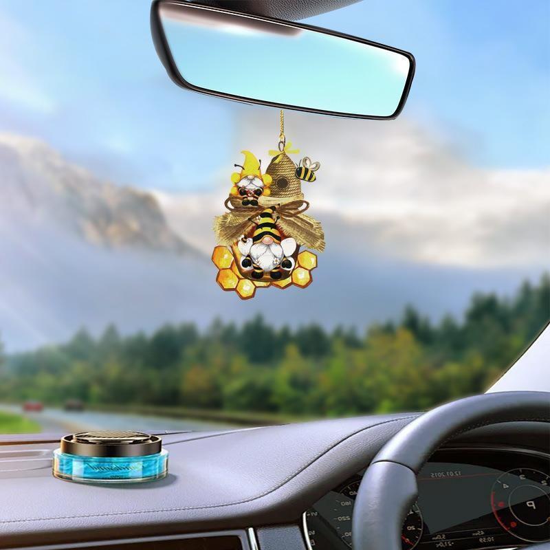 Gnome Bee Sweet Acrylic Ornament Playful Car Decoration And Festive Gift Idea