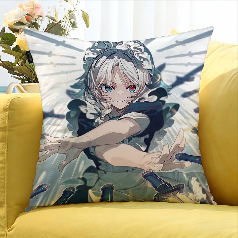 Izayoi Sakuya TOUHOU Project Various Sizes Square Pillow Case For Car Home Bedchamber Decor