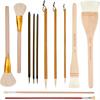 BHBL 12Piece Pottery Glaze Brush Set Assorted Shapes for Pottery, Watercolor - Wool Bristle Art Paintbrushes for Artists