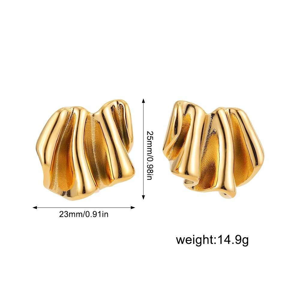 Vintage Stainless Steel Geometric Irregular Undulating Pattern Earrings 18K Gold-Plated Irregular Earrings Exquisite Fashion Jew