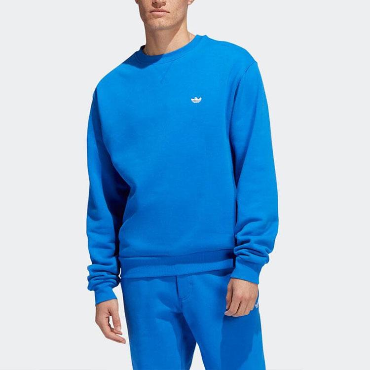 Adidas Originals Trefoil Solid Logo Embroidered Crew Neck Sweatshirt Unisex Sweatshirt Blue HK9869