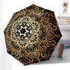 Golden Mandala Circular Ornament Vector Illustration Umbrella, Portable 3 Fold Compact Umbrella for Men & Women,S273