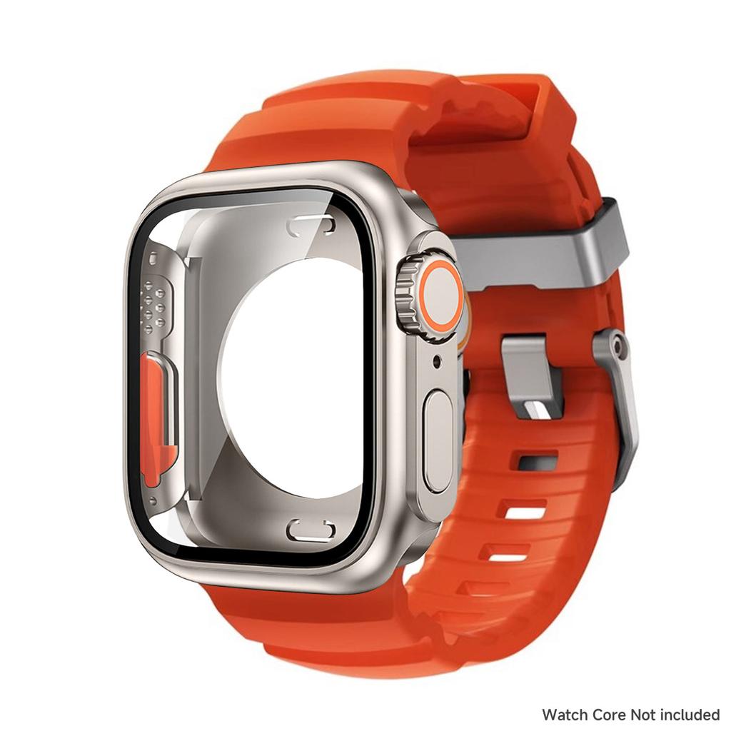 PC Case+Silicone Strap For Iwatch Series 11 10 9 8 7 6 5 4 SE3 Sport Band Hard Cover For Apple Watch 44/45/mm Bracelet Bumper