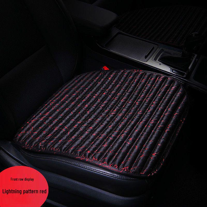 Summer Ice Silk Cool Car Seat Cushion, Lightning Pattern, Buckwheat Hull - Single or Three-Piece Office Chair Set