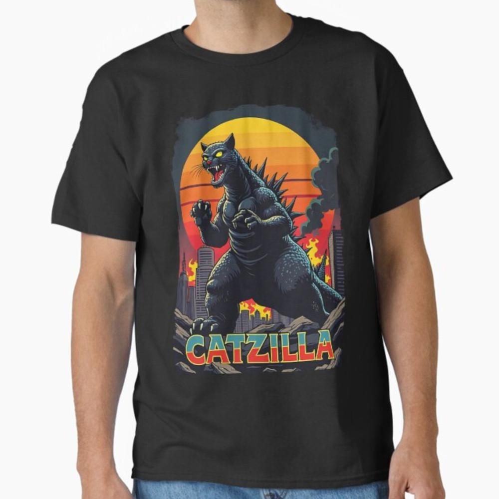 Catzilla Cat Japanese Art Funny Cat Gifts For Men Women Kid T-Shirt Unisex T-Shirt XXL