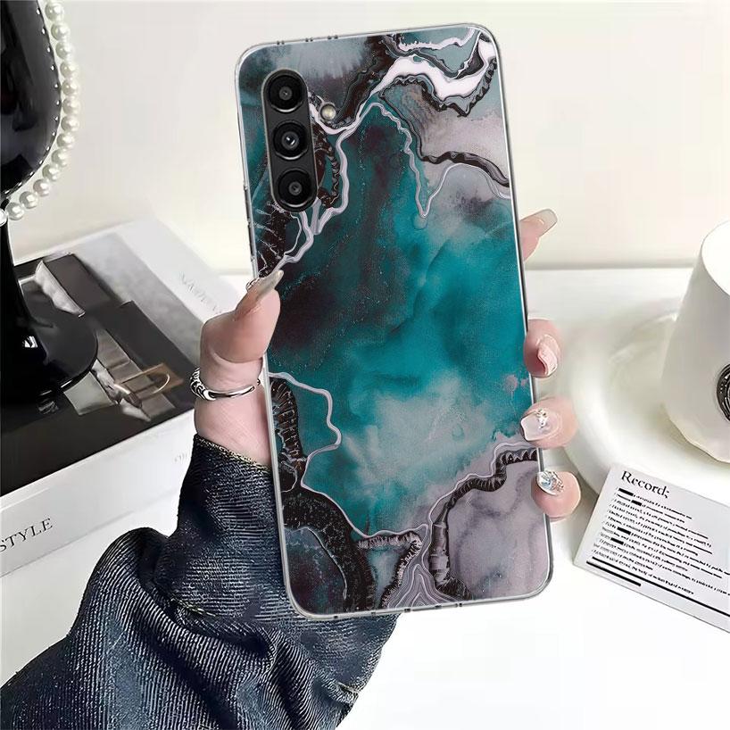Fashion Geometric Marble Phone Case For Samsung Galaxy A13 A14 A15 A16 A17 A53 A54 A55 A56 A57 A33 A34 A35 A36 A37 A23 A24 A25 A