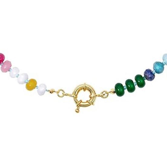 Stone Beads Necklace Colorful Beaded Choker Boho Summer Holiday Necklace for Women Daily Wear Party Beach Vacation Jewelry