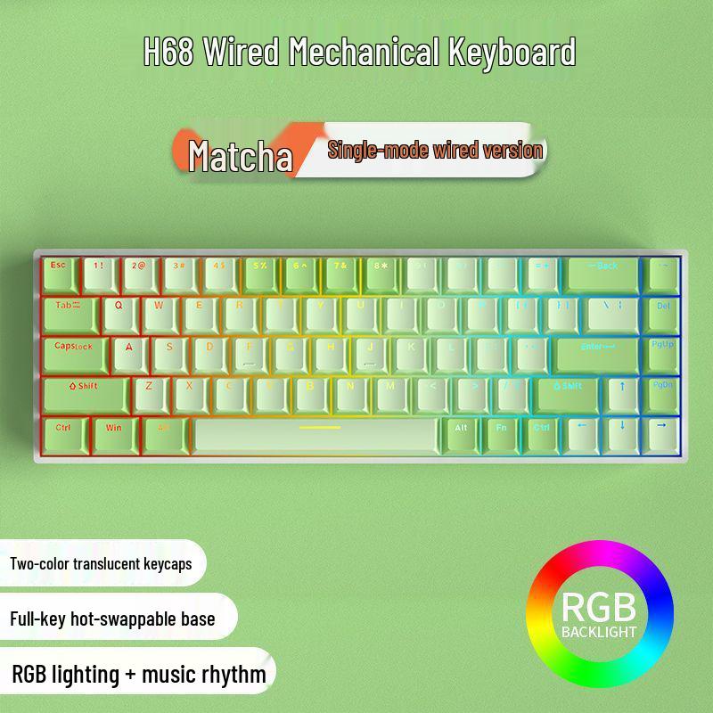 61-Key Mini Mechanical Keyboard with Three-Mode Wireless Bluetooth, Red Tea Switch for Laptop Gaming & Office