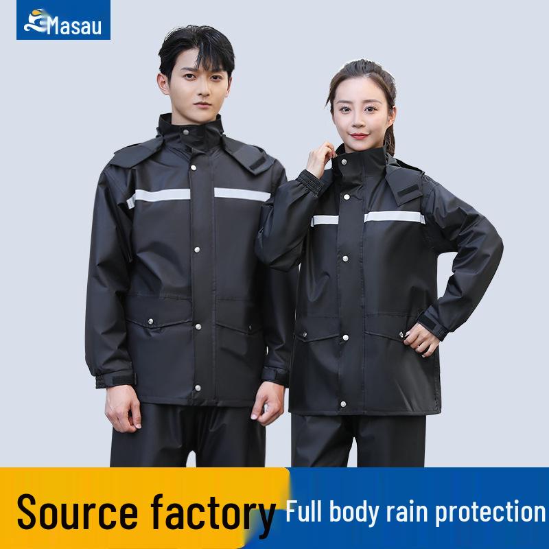 Reflective Raincoat & Pants Set: Storm-Proof Motorcycle Gear