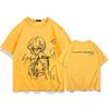 Men's anime chainsaw casual breathable summer short-sleeved shirt 100% cotton loose youth student short-sleeved fashion top