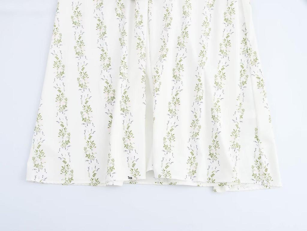 2025 Spring Women's European & American Style Casual Print Waist-Hugging Long Dress