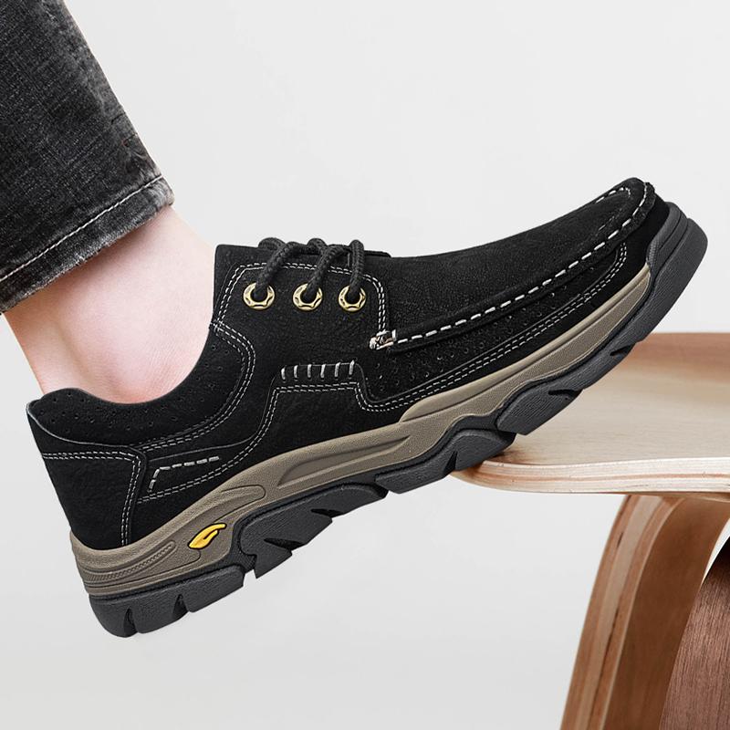 Fashion 2025 Genuine Leather Men's Casual Shoes Handmade Soft Cow Leather Thick Bottom Non-Slip Leisure Men Loafers Plus Size 37-49