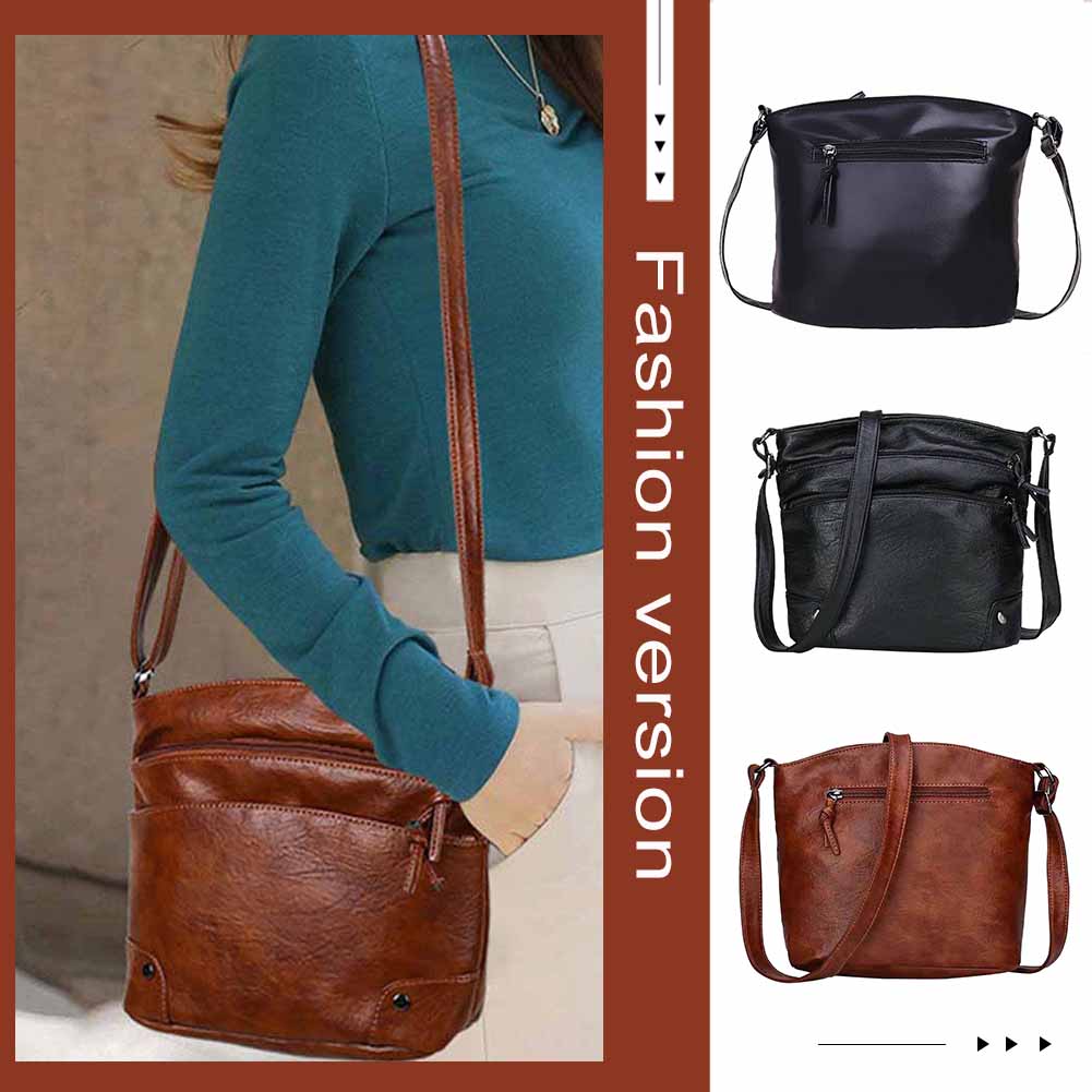 Women PU Leather Shoulder Crossbody Bag Solid Color Small Handbags KTY