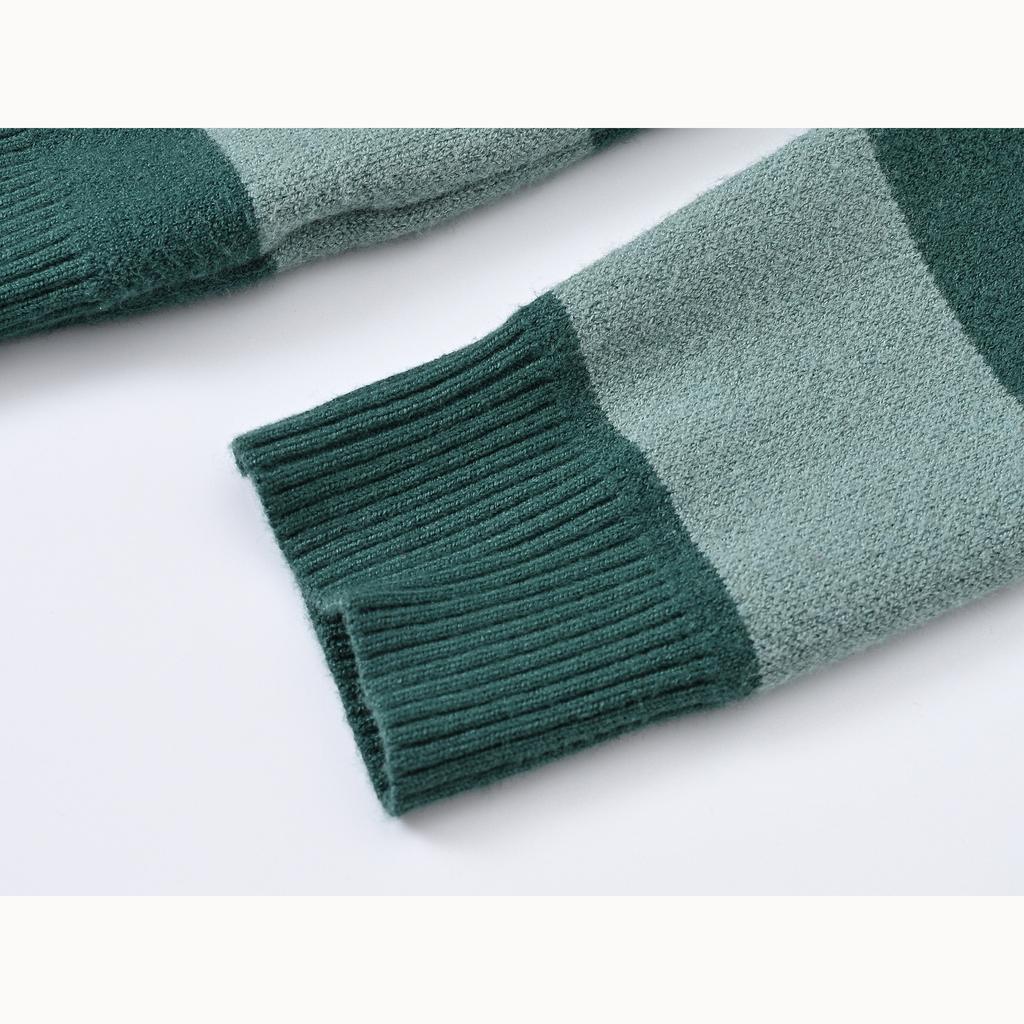 Autumn and Winter Boys and Girls Middle and Large Children Round Neck England Thick Stripes Outside The Inner Fashion Loose Sweater Tops