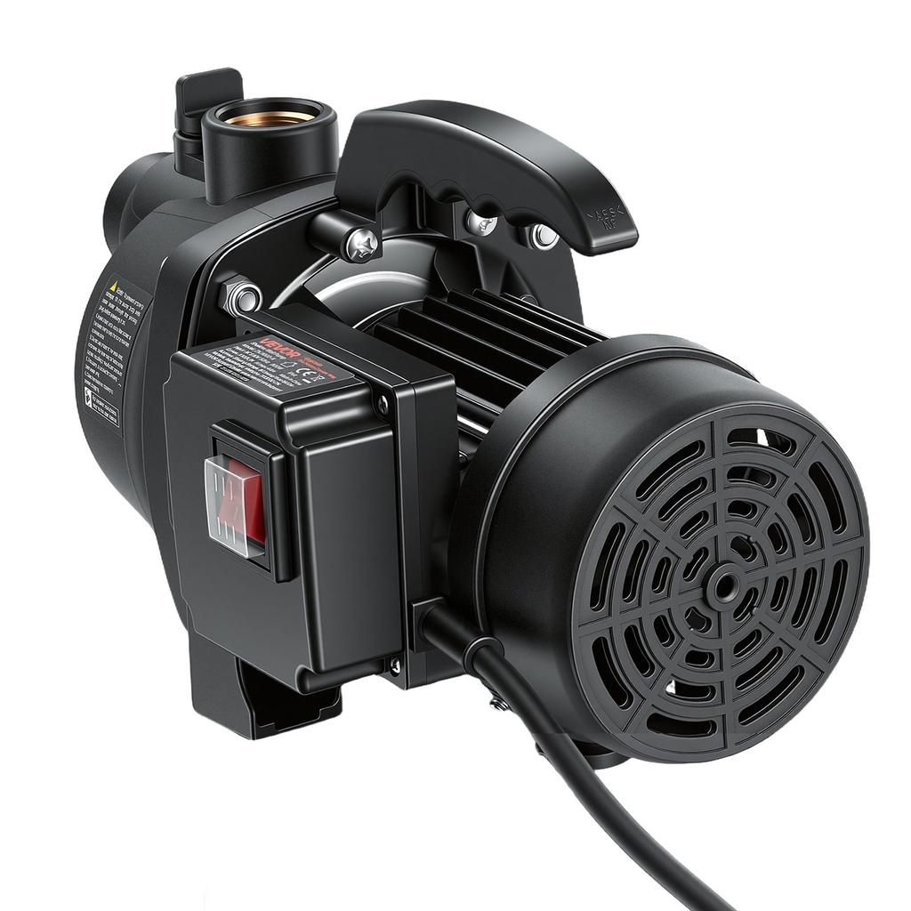 Shallow Well Jet Pump, 800W, 230V 3300 L/H Maximum Flow Rate, PP Garden Well Jet Pump with 8 m Suction Height, Thermal Protection, European Voltage