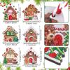 12PCS Christmas Tree Decoration Gingerbread House Pendant Wooden Multi-element Suspension Rope Holiday Wooden House Gift