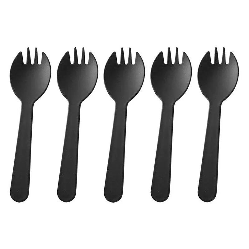 50pcs/set Disposable Plastic Spoons Forks for Cake Ice Cream Salad Fruit Dessert Soup Tea Coffee Party Baking Shop Supplies