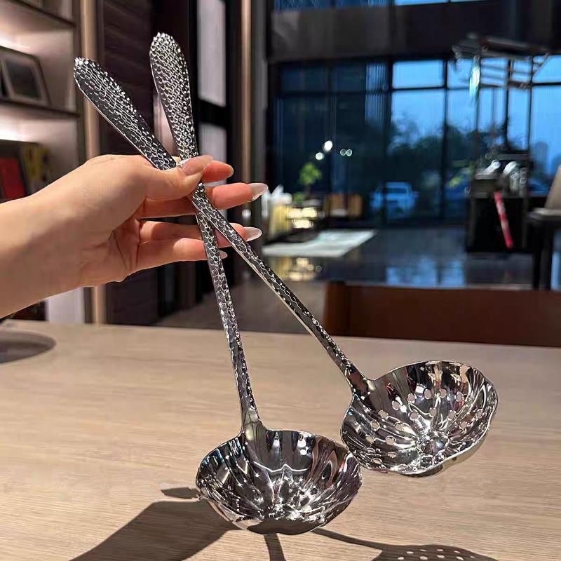 Stainless Steel Spoon Long Handle Soup Spoons For Pot Scoops Colander Home Kitchen Tableware Cooking Essential Tools