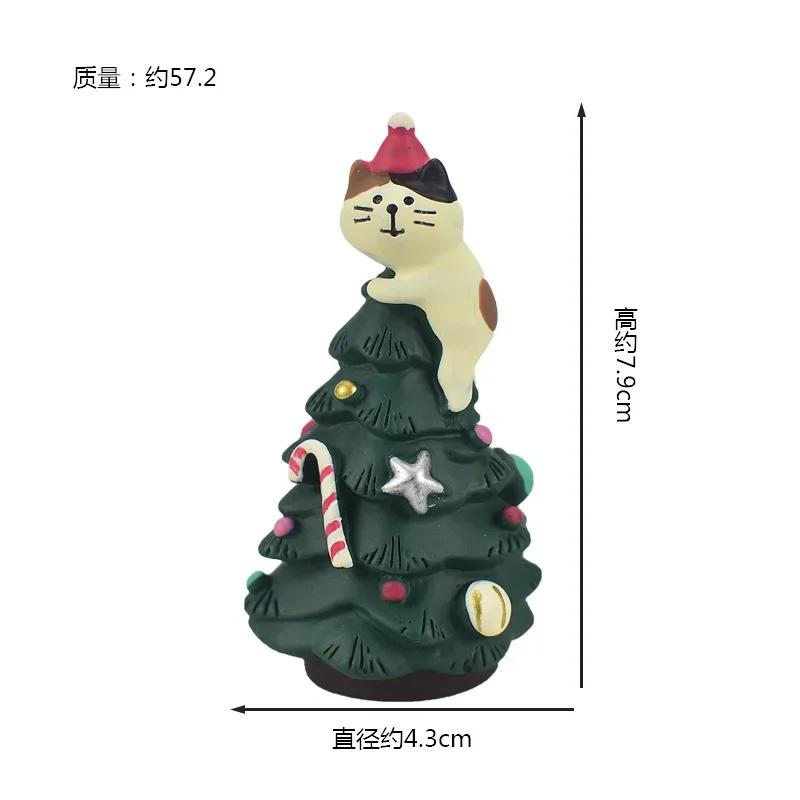 Zakka Japanese Cat Christmas Miniature Scene Props Shooting Office Bookshelf Decoration Collectible Desktop Decorations Gifts