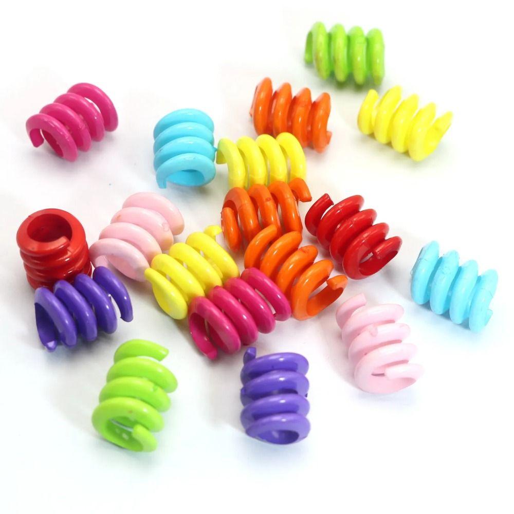 50pcs Big Hole Dreadlocks Beads Charm Hair Braid Tubes Spring Dreadlock Ring  for Women Girls