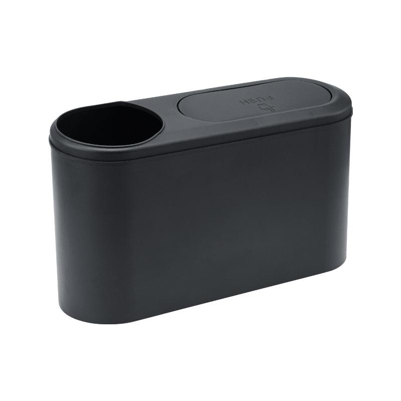 

Car Rear Row Trash Can Hanging Trash Bin ABS Pressing Lid Garbage Box Universal Car Organizer with Drink Holder