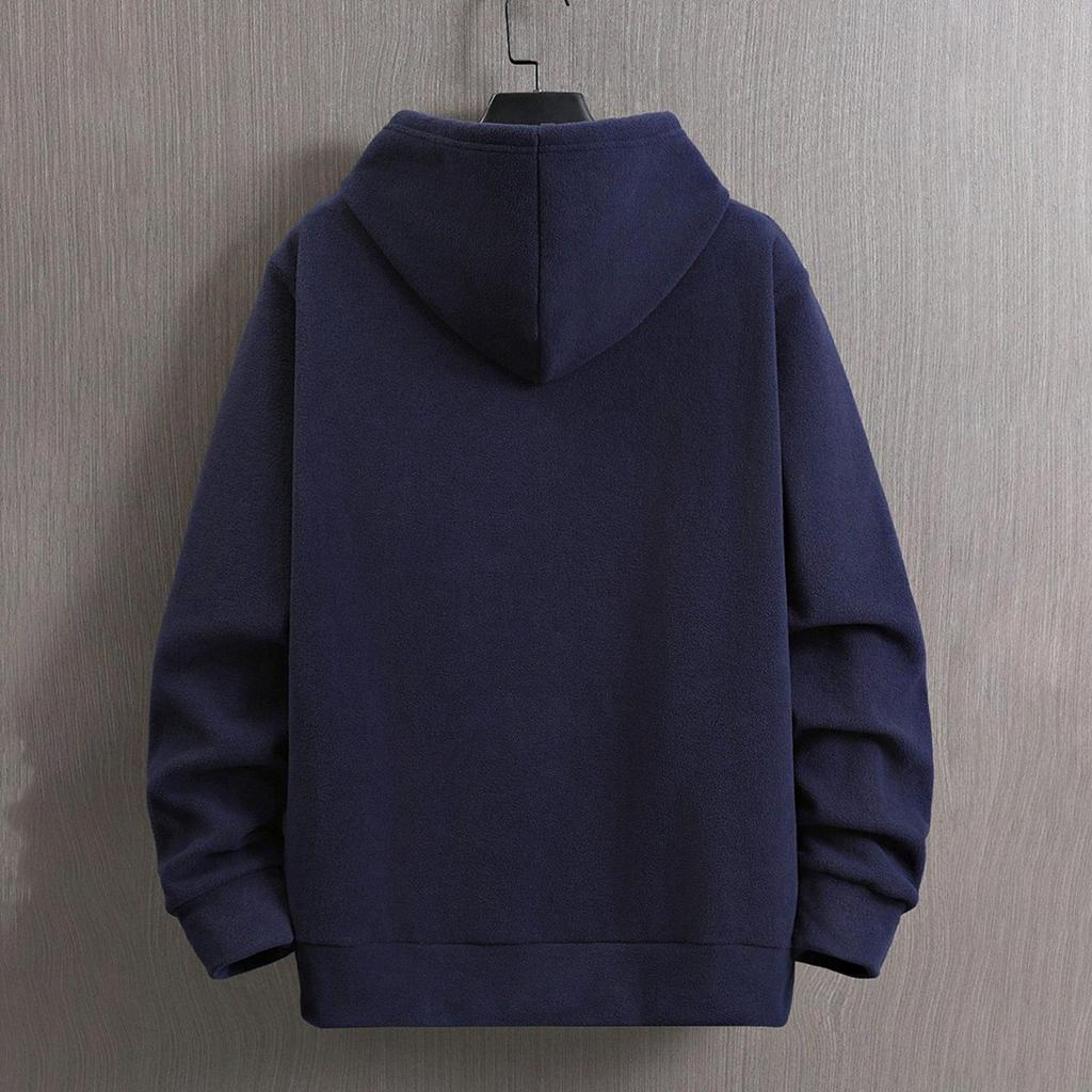 Felpa con cappuccio casual da uomo a tinta unita con stampa, maniche lunghe, pullover